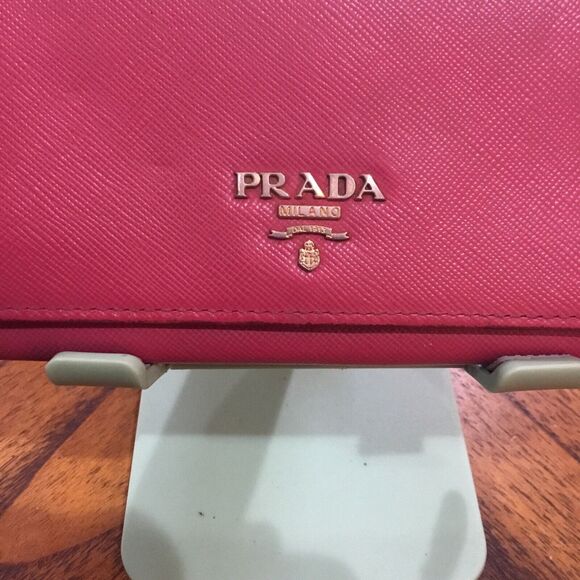 Prada Milano Saffiano Leather Long Wallet Magenta Good Used Condition - Picture 2 of 16